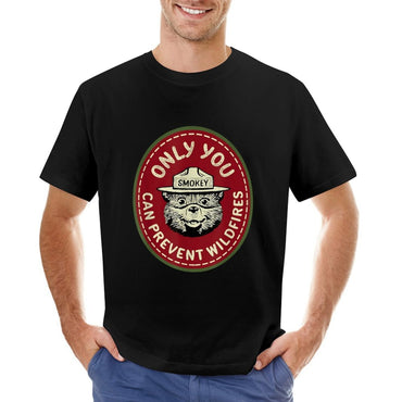 Inkmay Casual  Cotton T-shirt Only You Can Prevent Wildfires Smokey Unisex T-shirtMidweight SoftTouch T-Shirt
