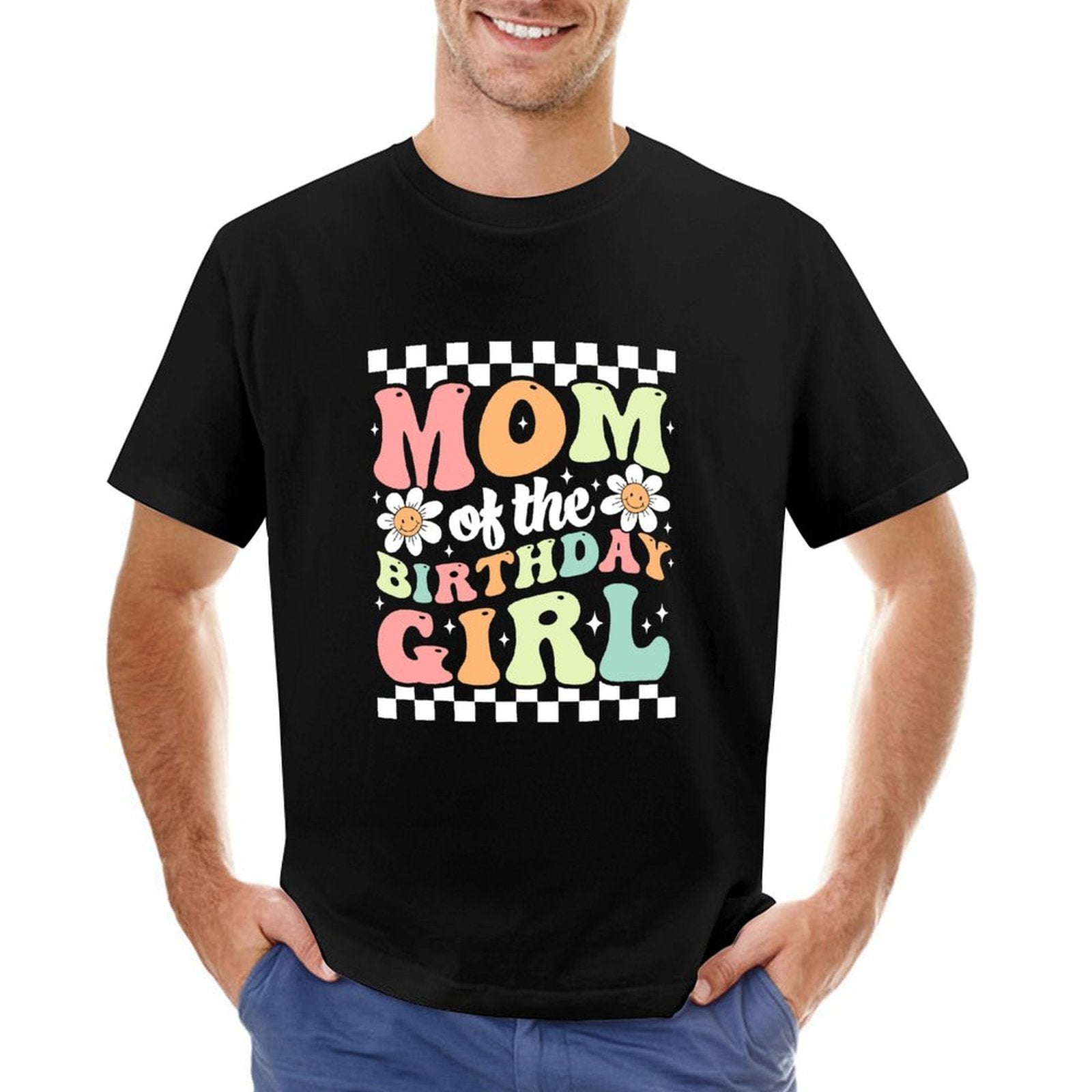 Inkmay Casual  Cotton T-shirt Abstract Colorful Shapes On White Background Unisex T-shirtVintage Crew Neck T-Shirt