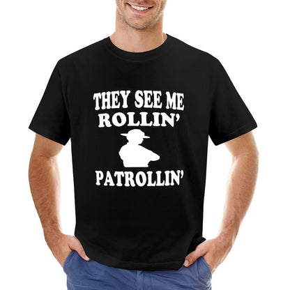 Inkmay Casual  Cotton T-shirt Patrolling Silhouette With Text Overlay Design Unisex T-shirtBasicSeries Premium Finish T-Shirt