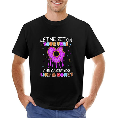 Inkmay Casual  Cotton T-shirt Donut With Pink Glaze And Sprinkles Unisex T-shirtClassicStyle EasyWear T-Shirt
