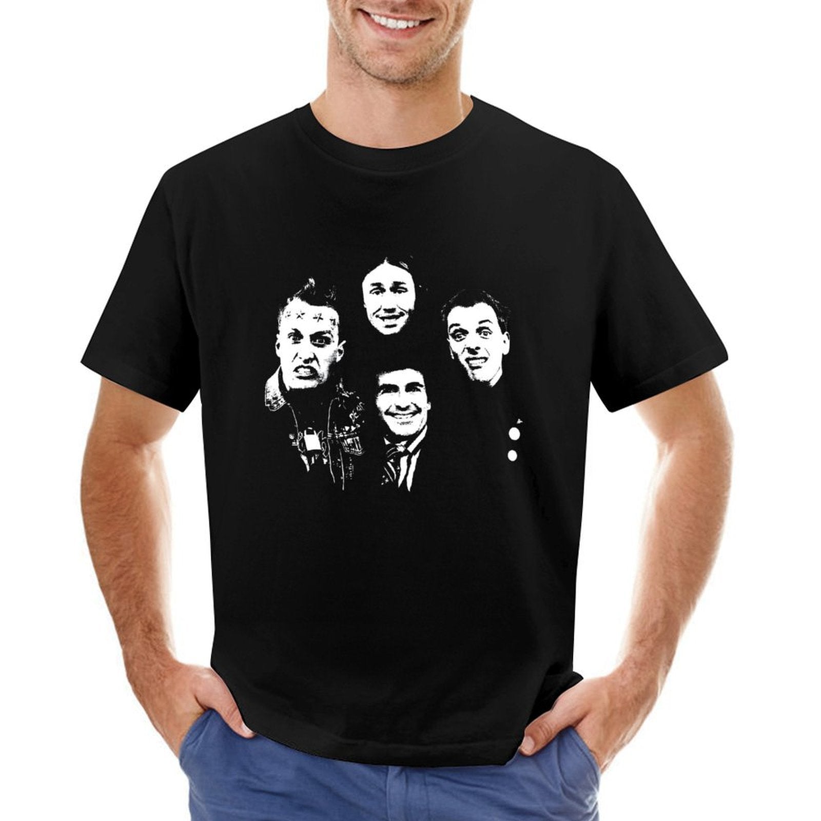 Inkmay Casual  Cotton T-shirt Four Faces With Different Expressions Unisex T-shirtUltra Durable Refined T-Shirt