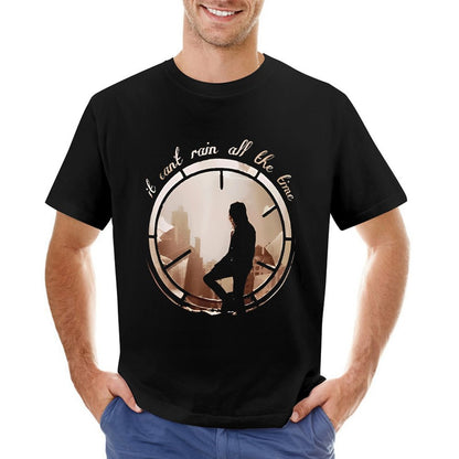 Inkmay Casual  Cotton T-shirt Cityscape Silhouette Within Circular Frame Design Unisex T-shirtLogo-Ready RegularFit T-Shirt