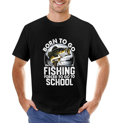 Inkmay Casual  Cotton T-shirt Born To Go Fishing Forced Unisex T-shirtComfortLine Softstyle T-Shirt