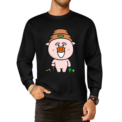 Front Patterned Long Sleeve TopCrewneck Essential