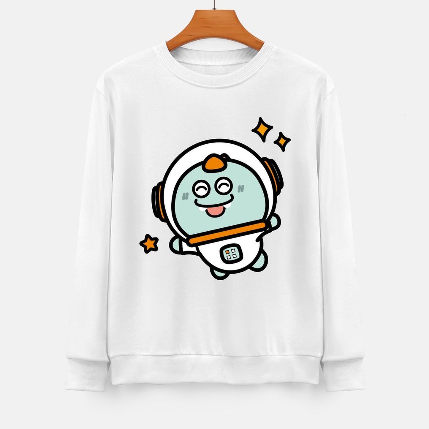 Front Patterned Long Sleeve TopRelaxFit Crew Neck