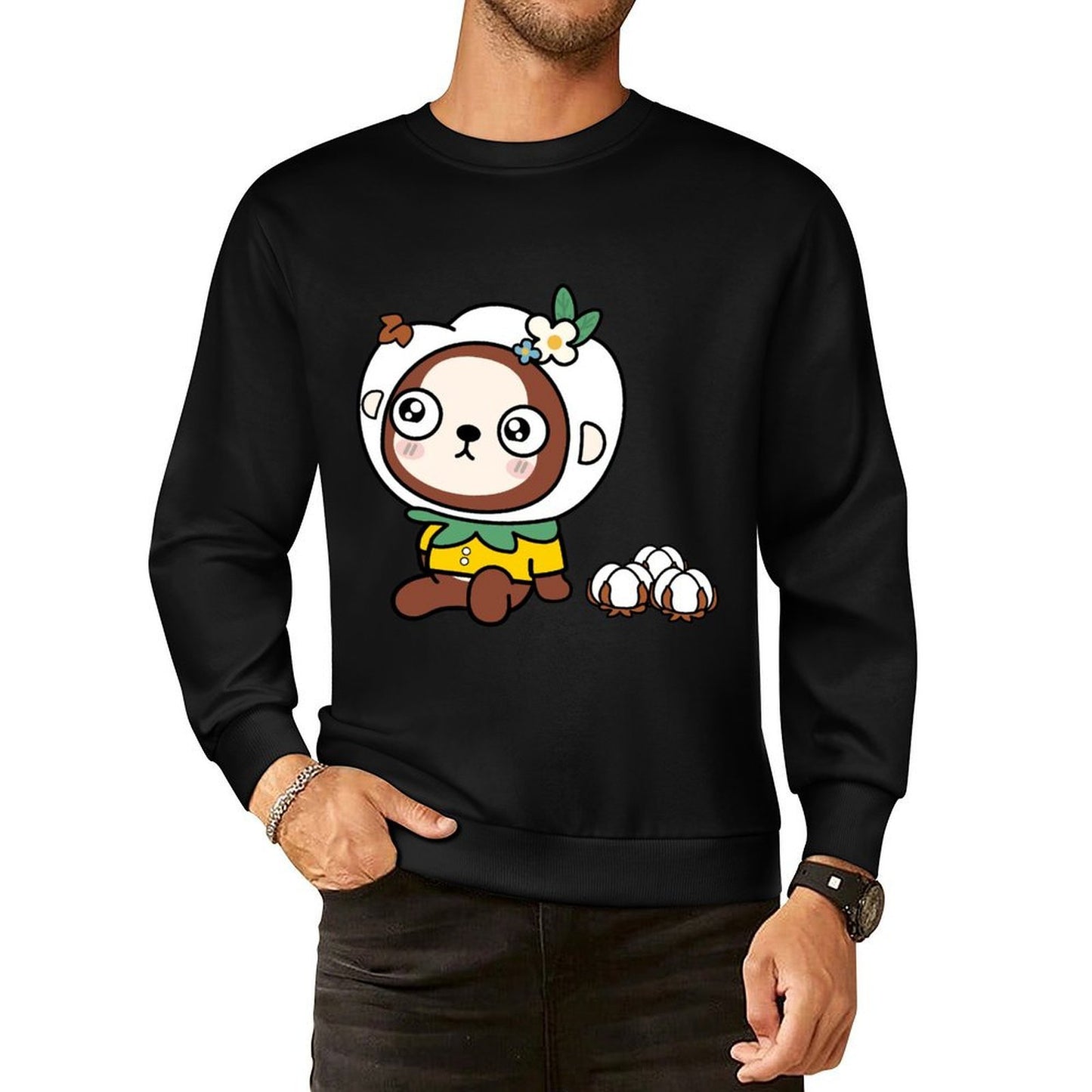 Front Patterned Long Sleeve TopModern Simple