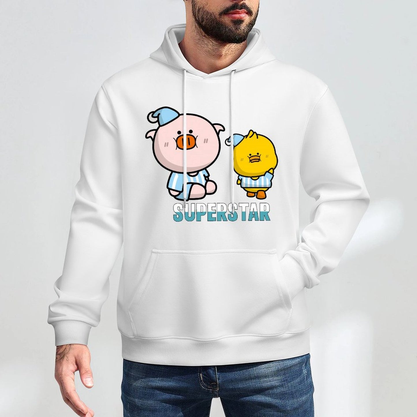 Pure Solid Front Graphic Hoodies