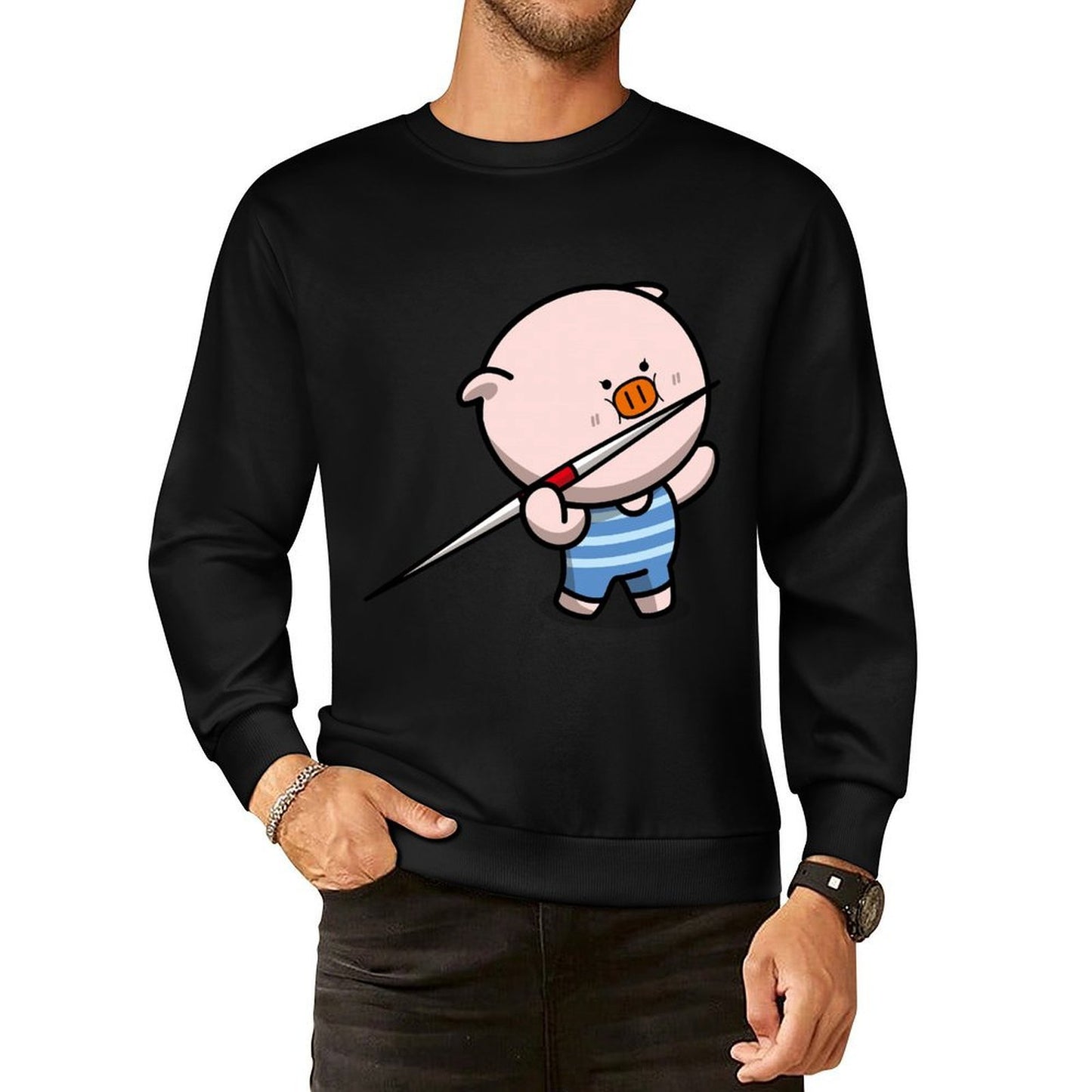 Front Patterned Long Sleeve TopOn-Demand Fade-Proof