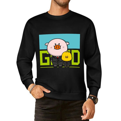 Front Patterned Long Sleeve TopSolid Crewneck