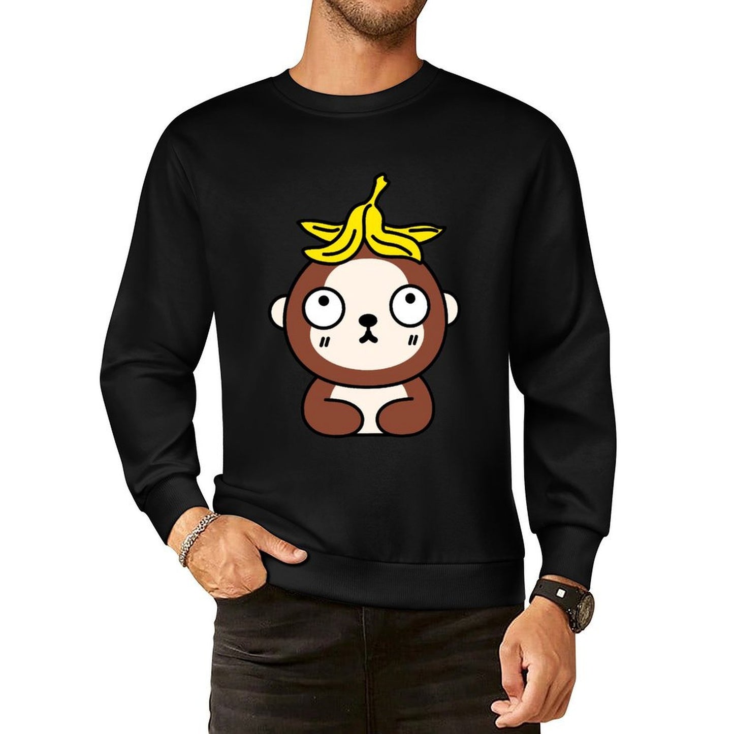 Front Patterned Long Sleeve TopSimple Smooth