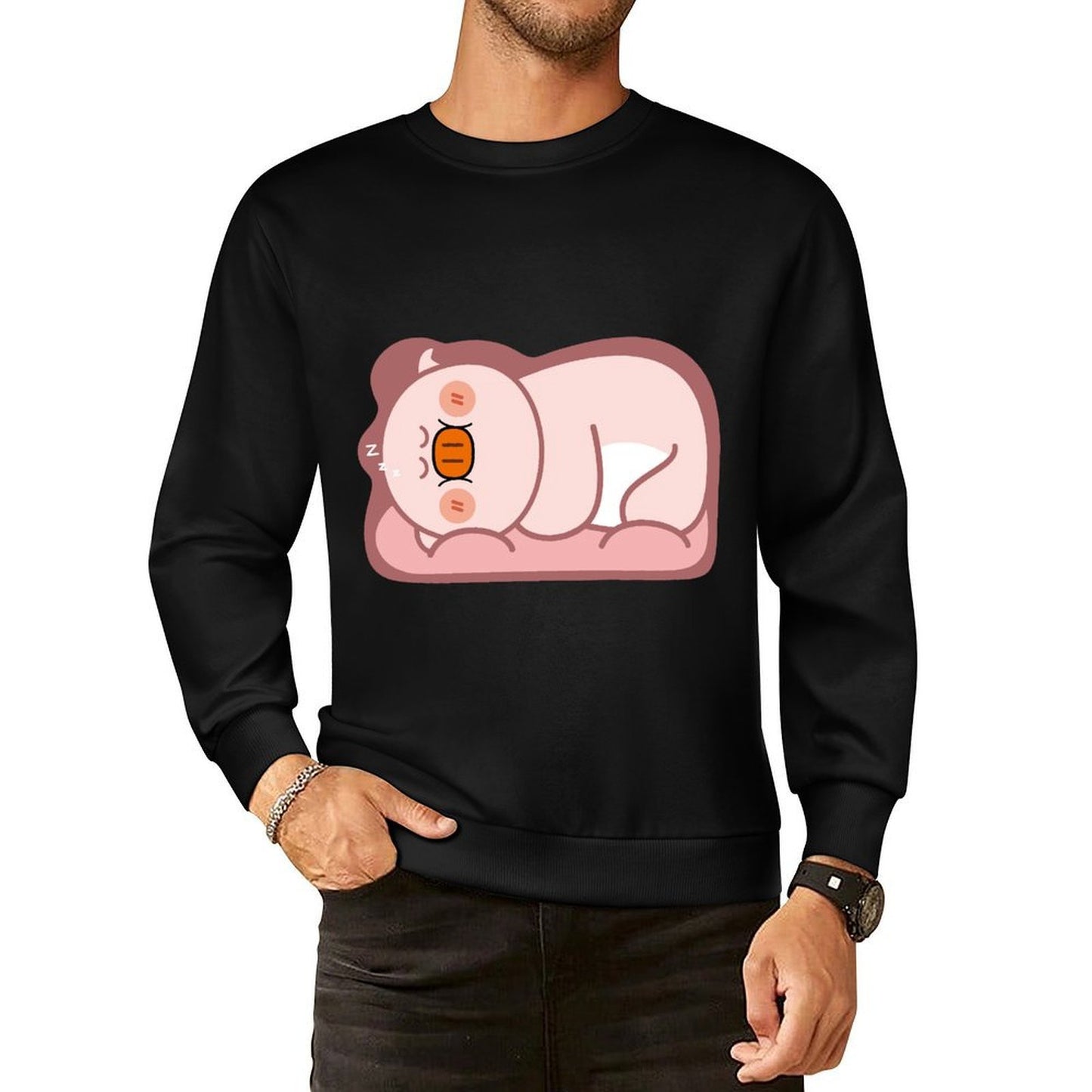 Front Patterned Long Sleeve TopSmooth Feel Clean Edges