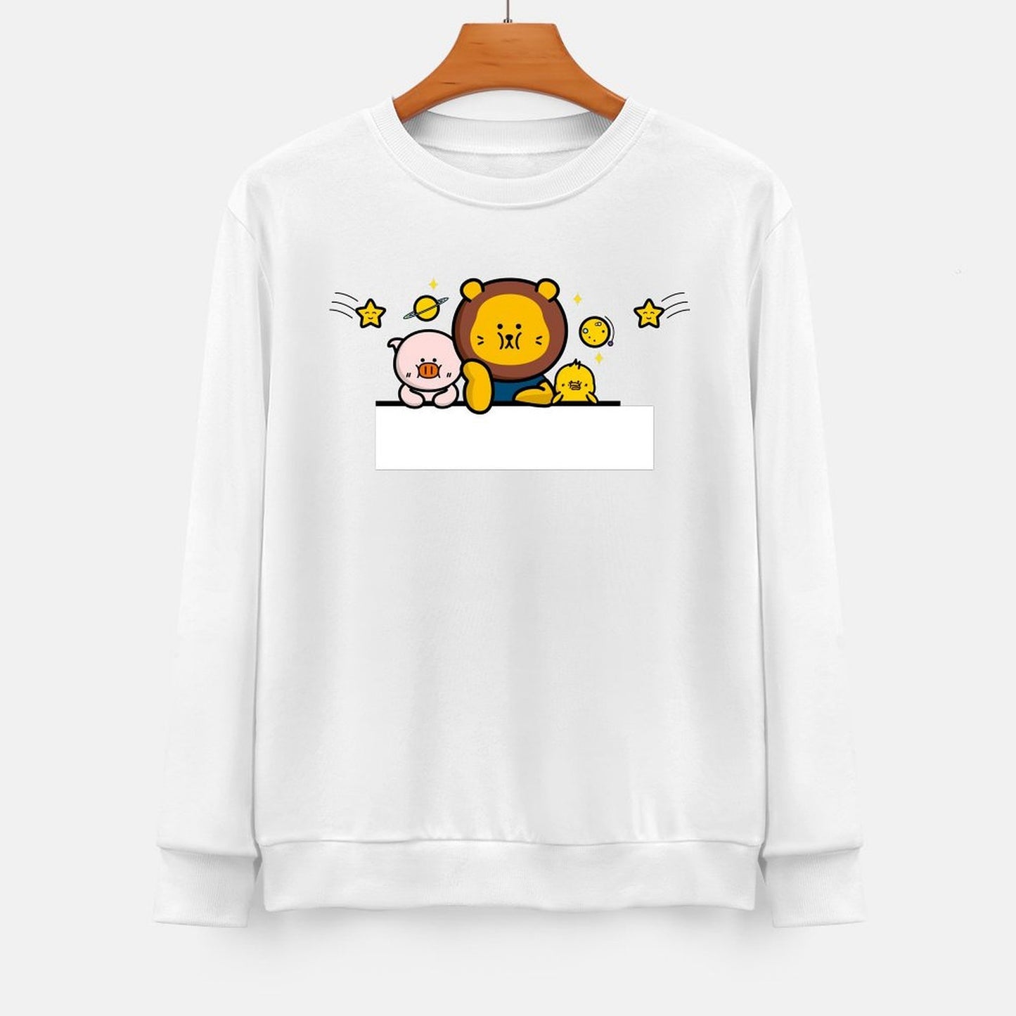 Front Patterned Long Sleeve TopWrinkle-Free Promotional