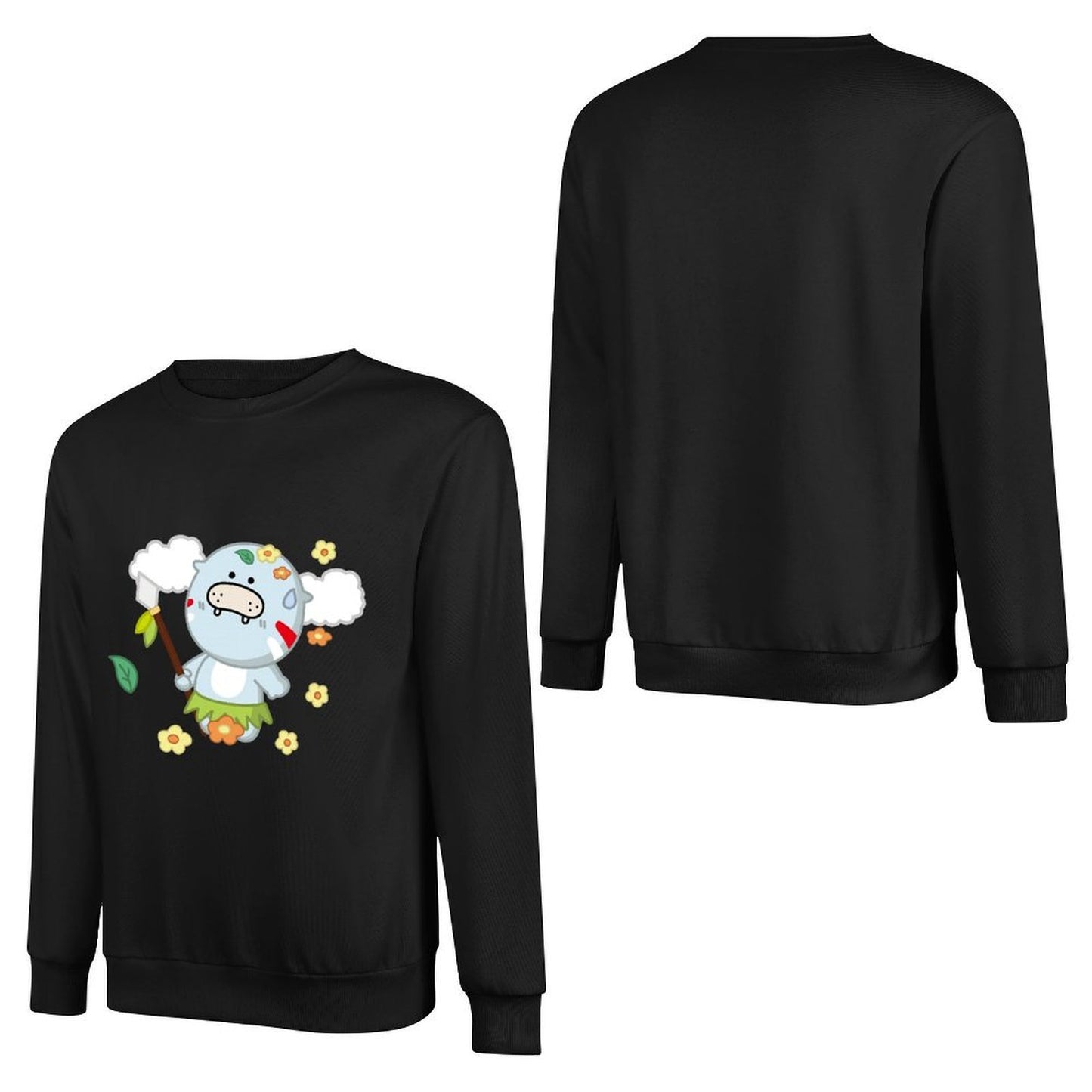 Front Patterned Long Sleeve TopPrint-Ready Plain