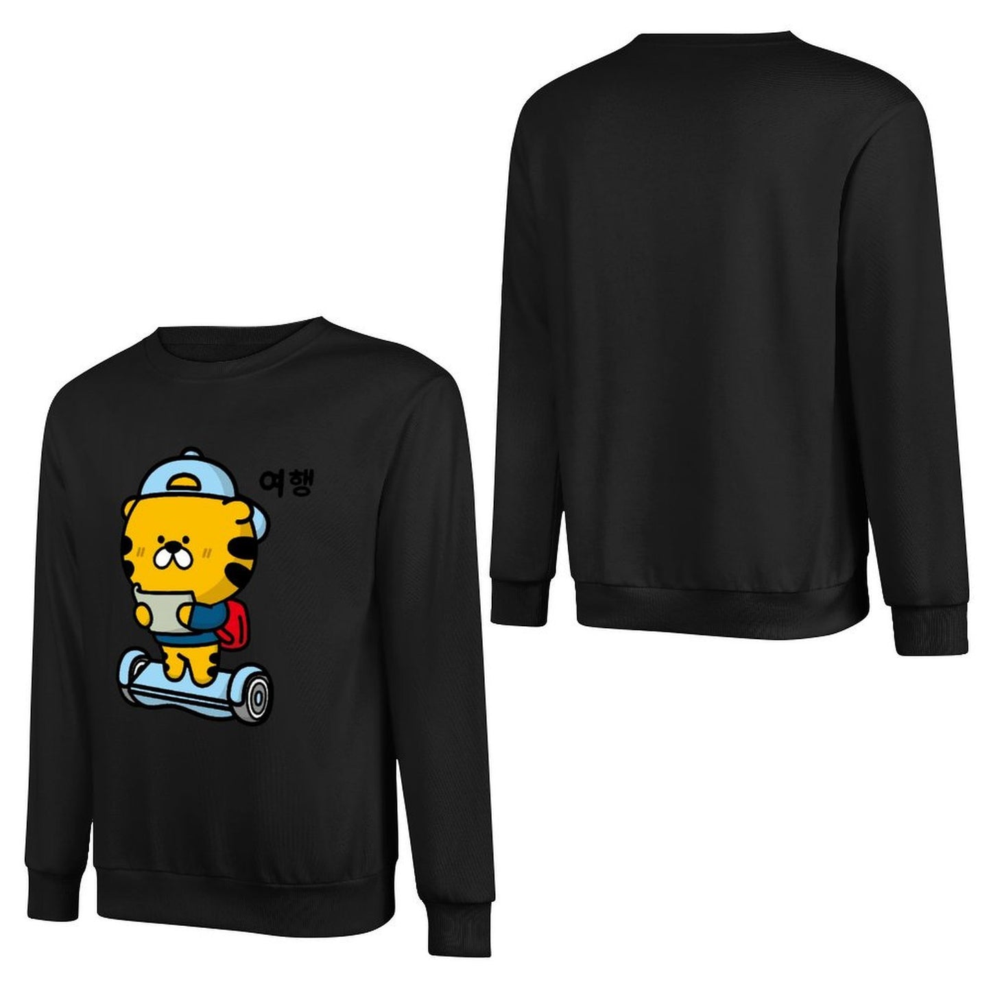 Front Patterned Long Sleeve TopComfortFit Crew Neck