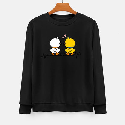 Front Patterned Long Sleeve TopMidweight Crewneck