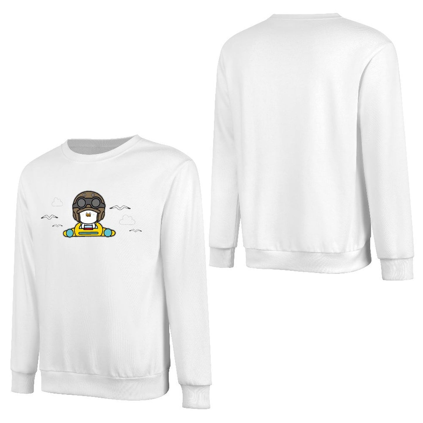 Front Patterned Long Sleeve TopFitted Plain