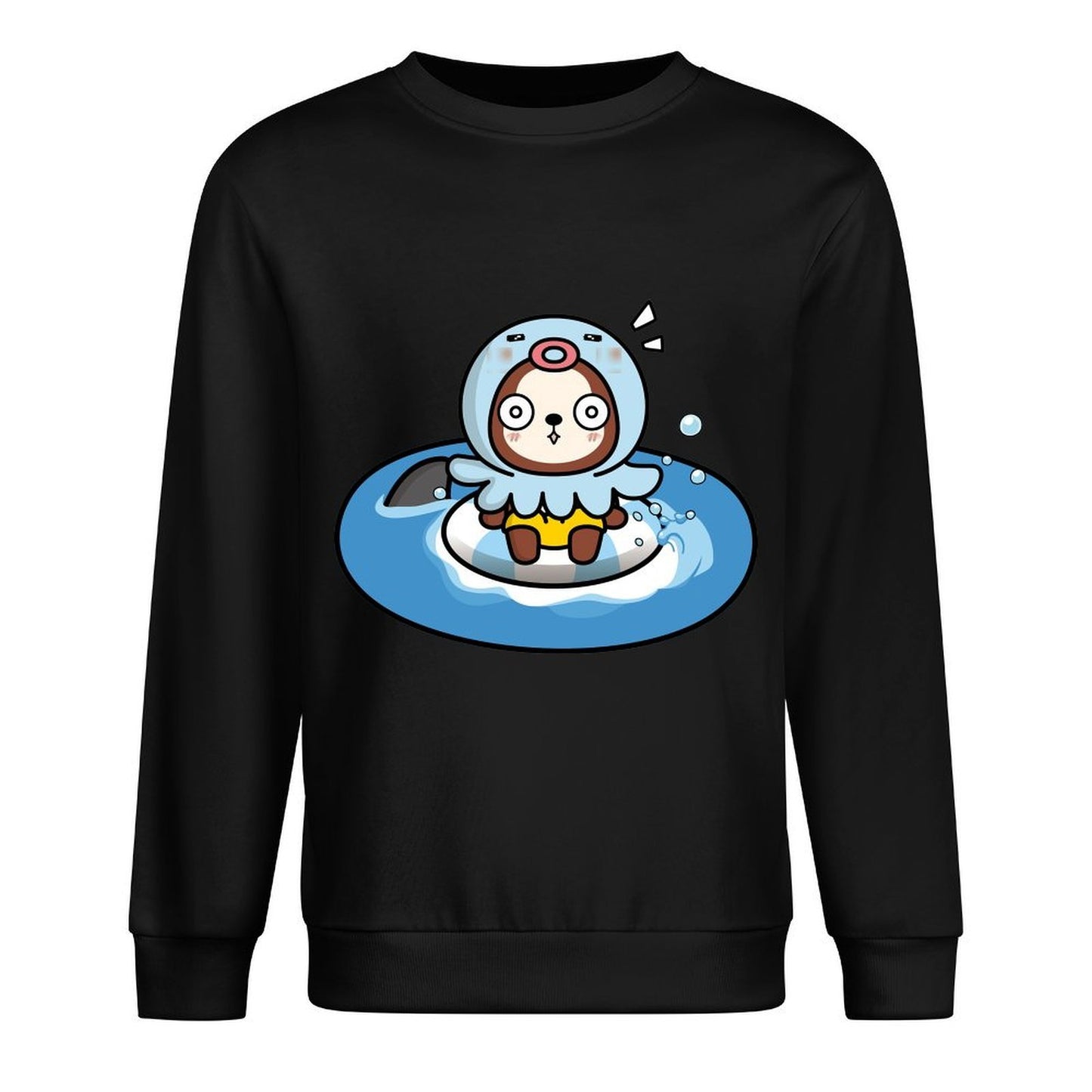 Front Patterned Long Sleeve TopSmooth Crewneck
