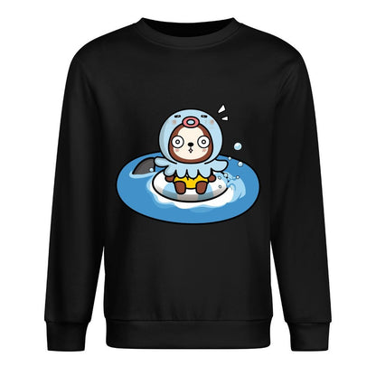Front Patterned Long Sleeve TopSmooth Crewneck