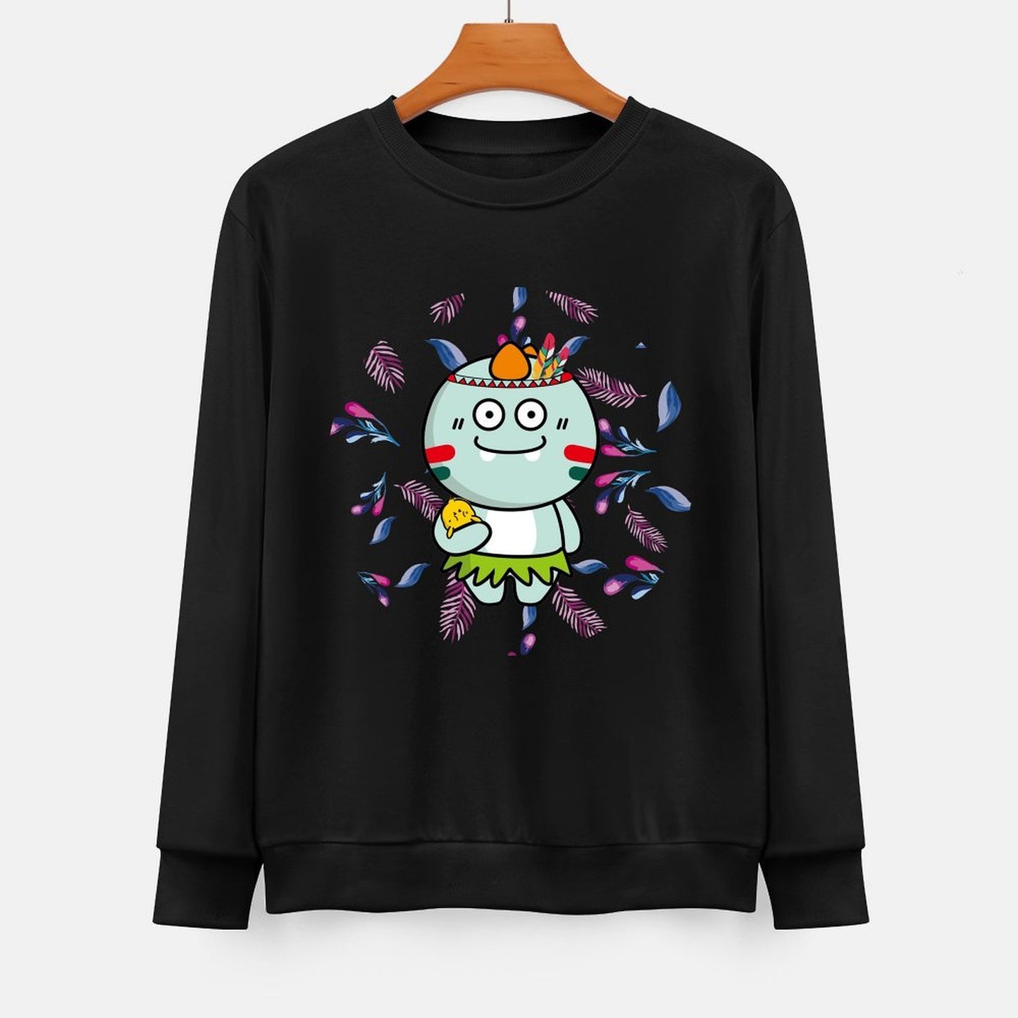 Front Patterned Long Sleeve TopBasicSeries Solid