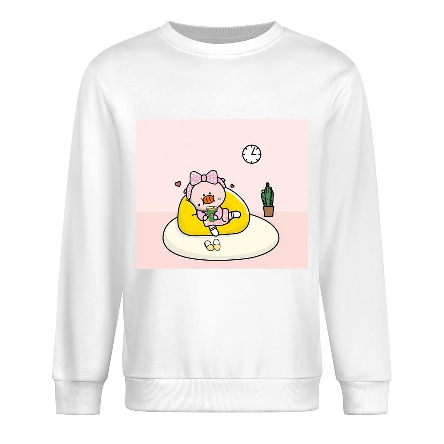 Front Patterned Long Sleeve TopPrinted Crew Neck