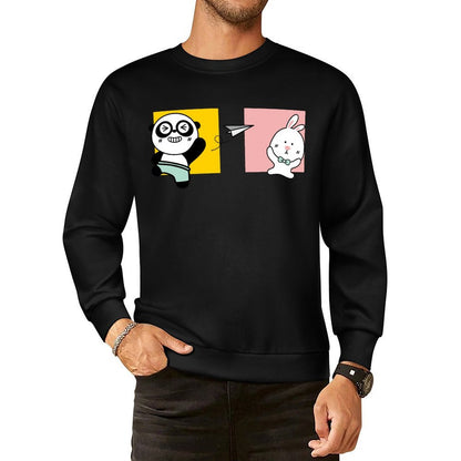 Front Patterned Long Sleeve TopCasual Crew Neck