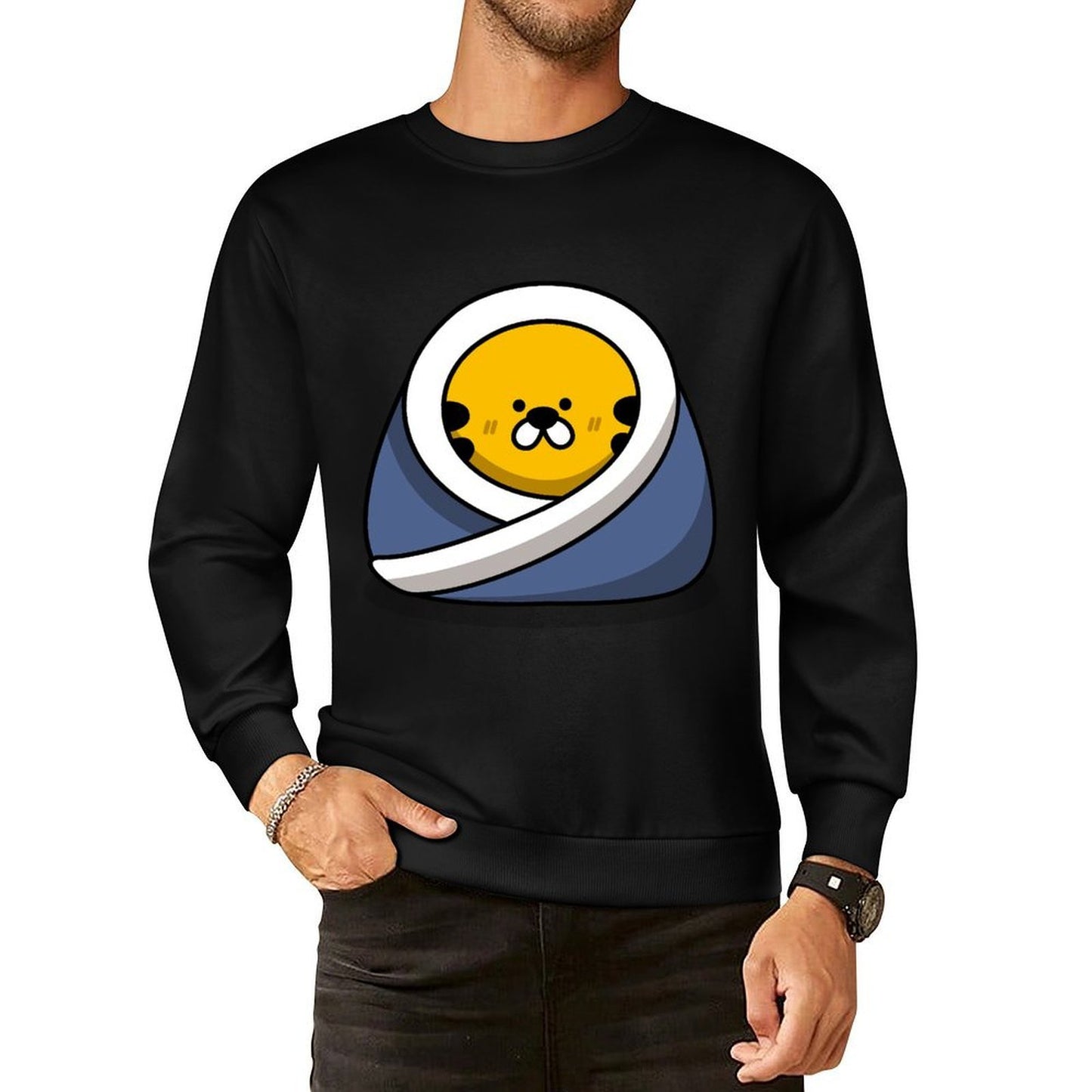 Front Patterned Long Sleeve TopStreet Unisex