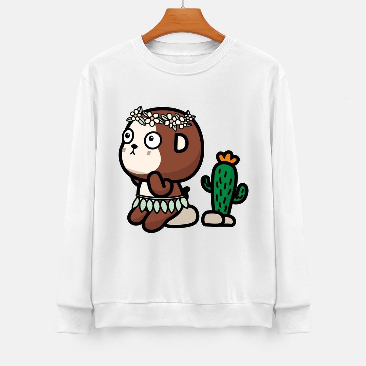 Front Patterned Long Sleeve TopPlain SoftWear