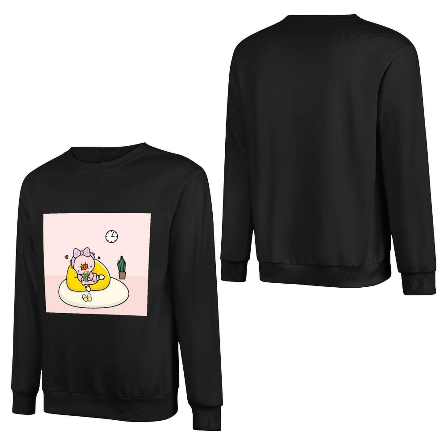 Front Patterned Long Sleeve TopPrinted Crew Neck