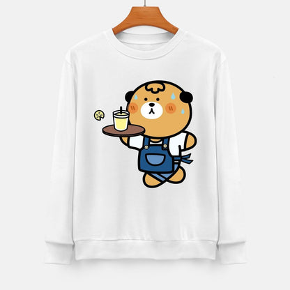 Front Patterned Long Sleeve TopNatural Batch-Printed