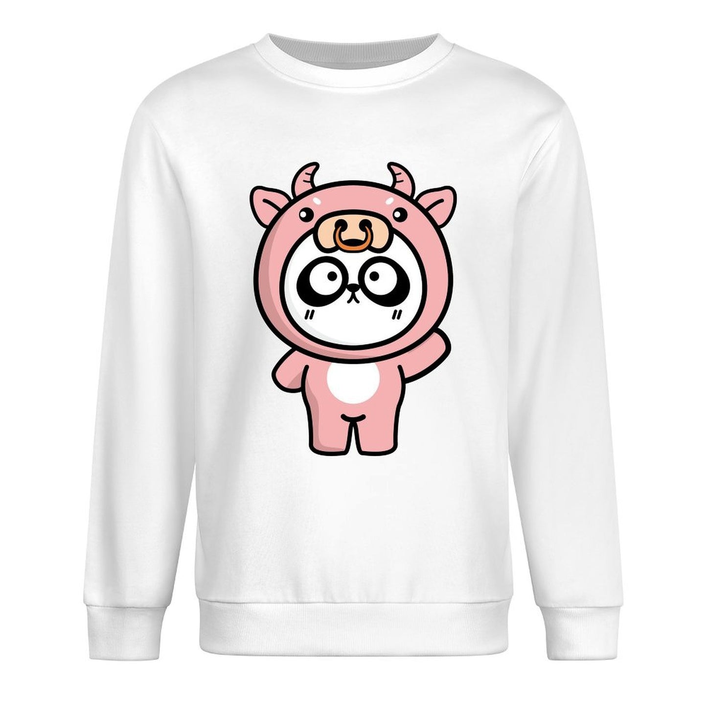 Front Patterned Long Sleeve TopVintage Crewneck