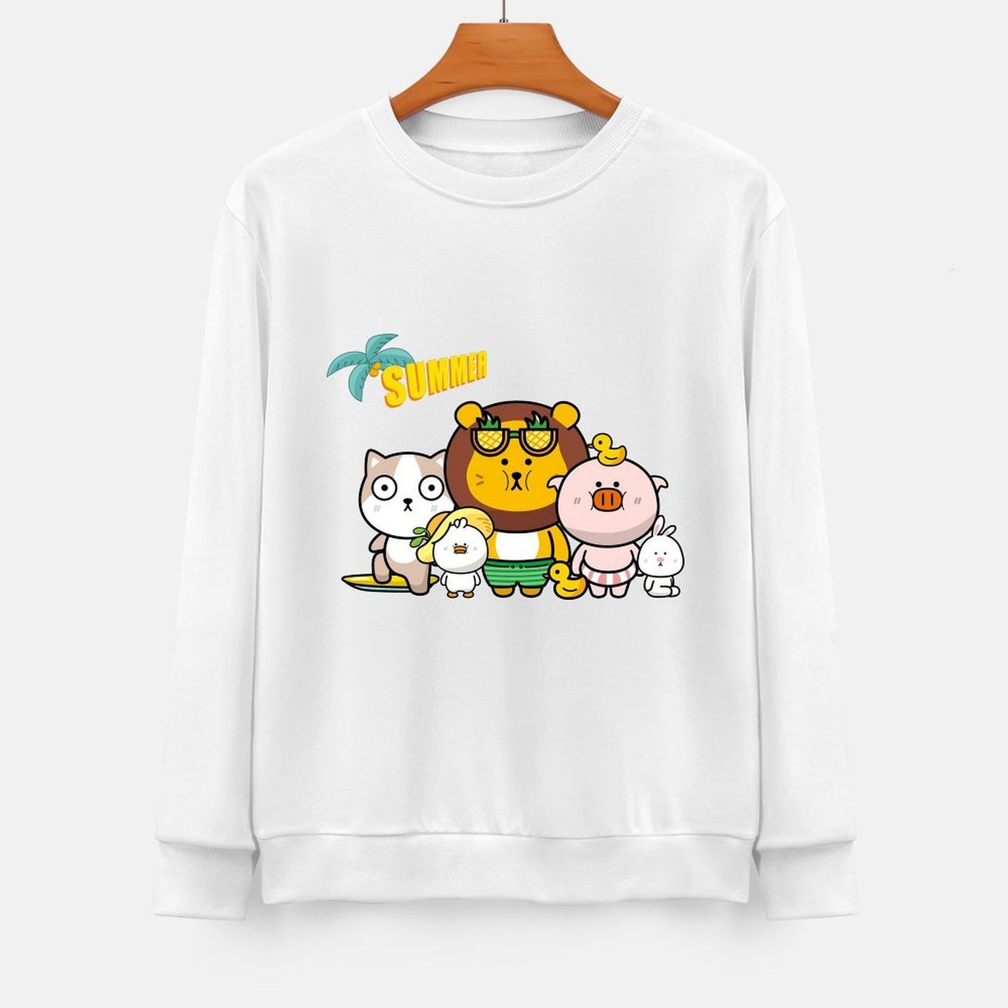 Front Patterned Long Sleeve Top Minimal Crewneck