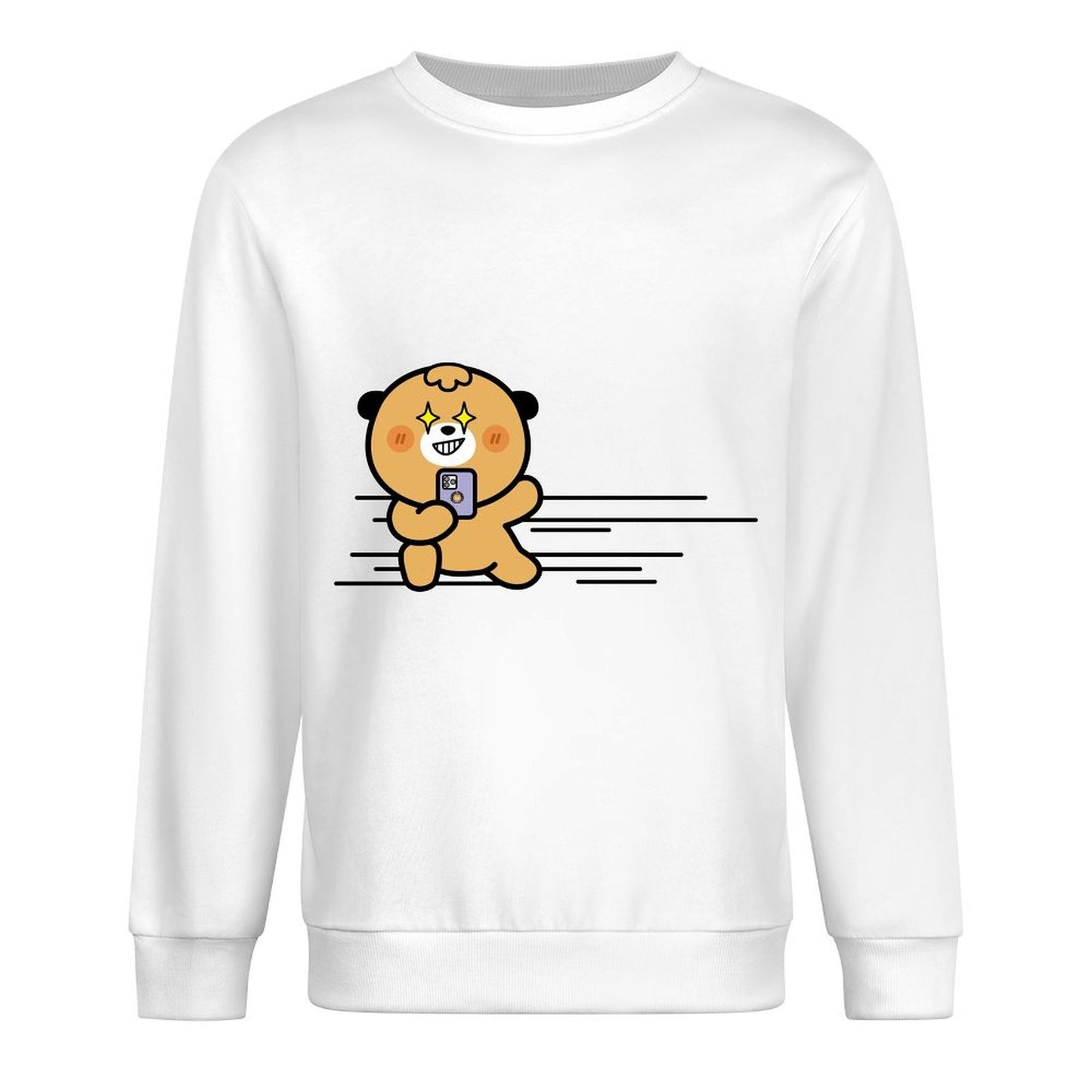 Front Patterned Long Sleeve TopRegular Crewneck