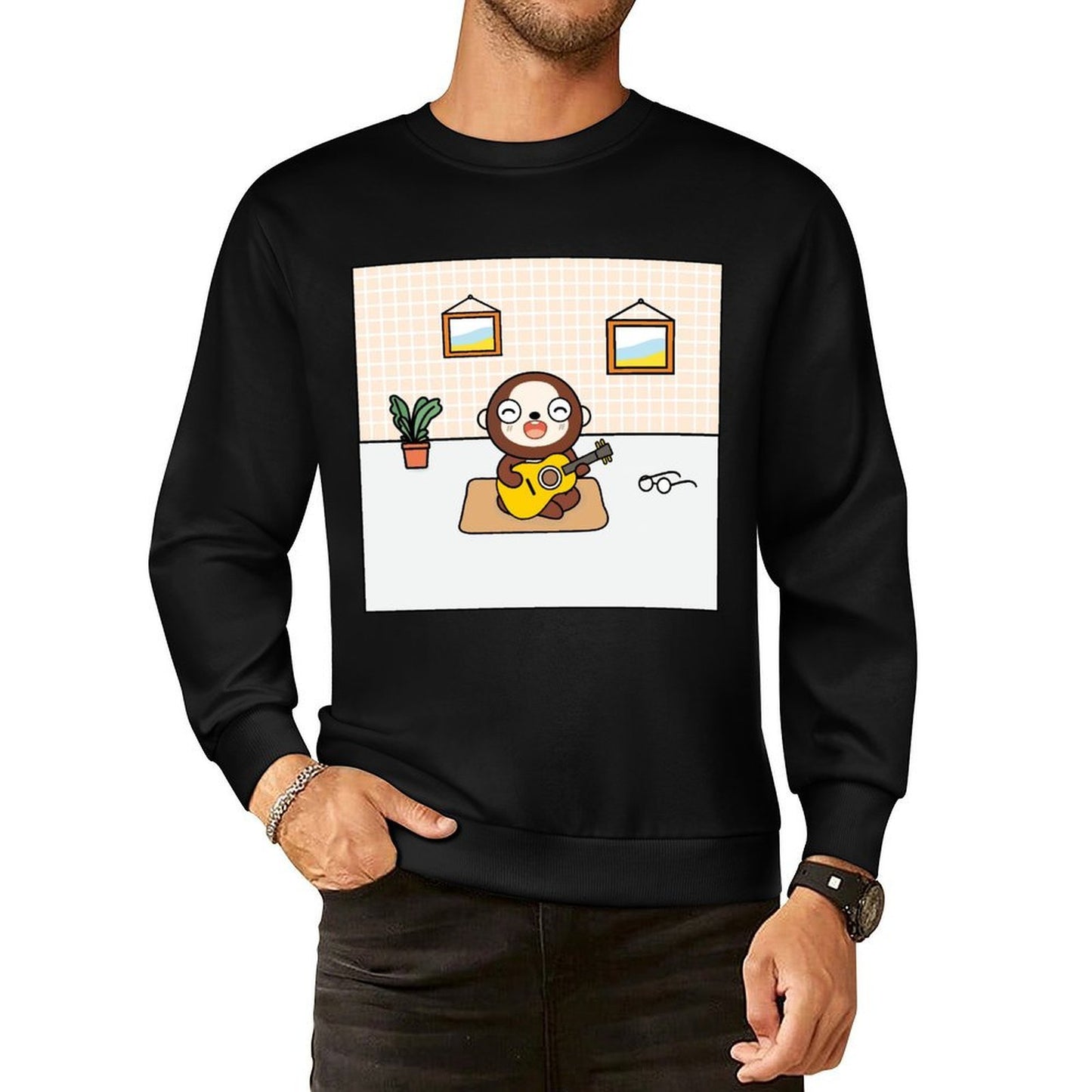 Front Patterned Long Sleeve TopStreetFit LooseFit