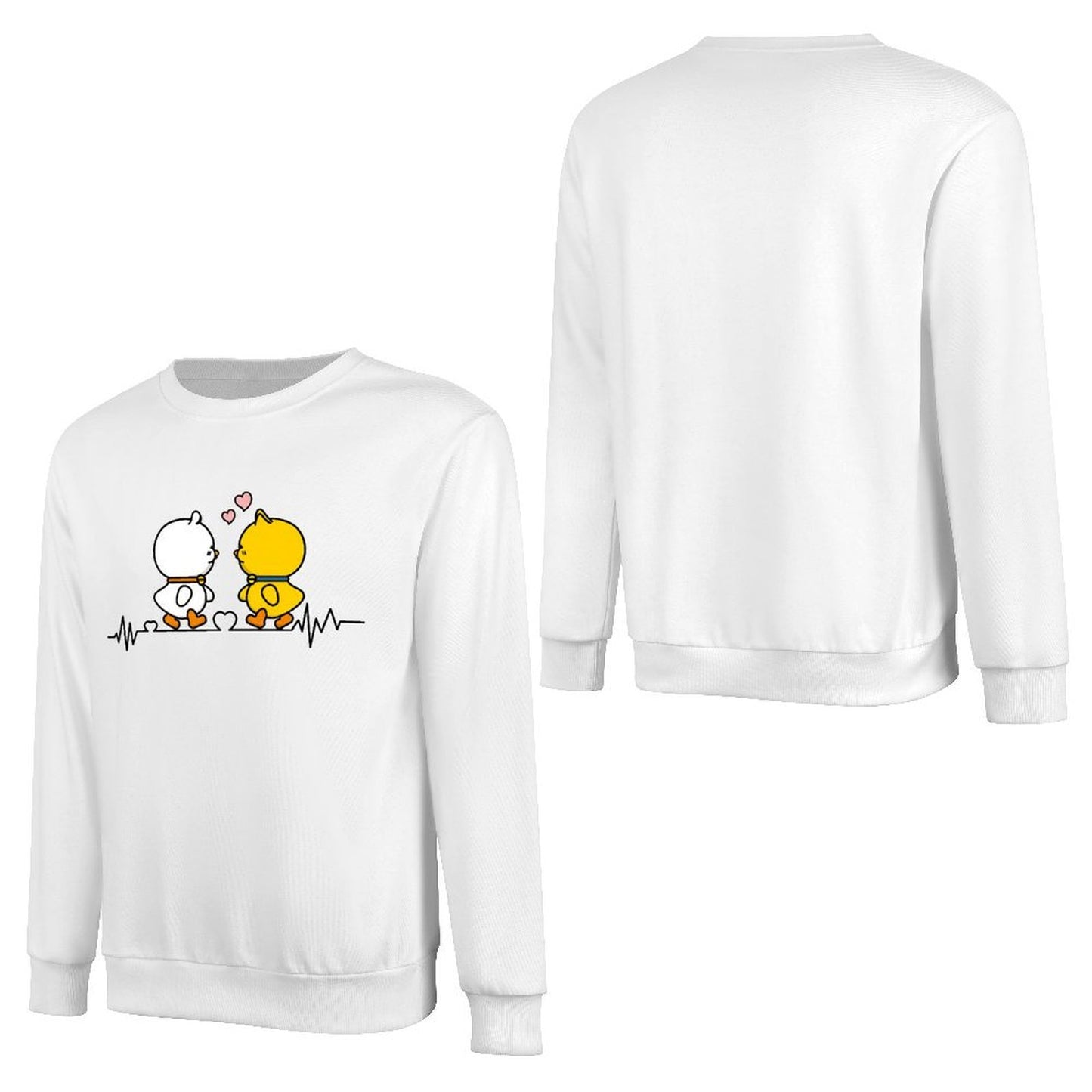 Front Patterned Long Sleeve TopMidweight Crewneck