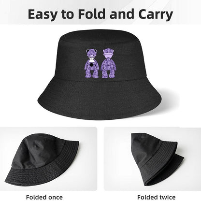 Sleek Black Bucket Hat with Tonal Print Design