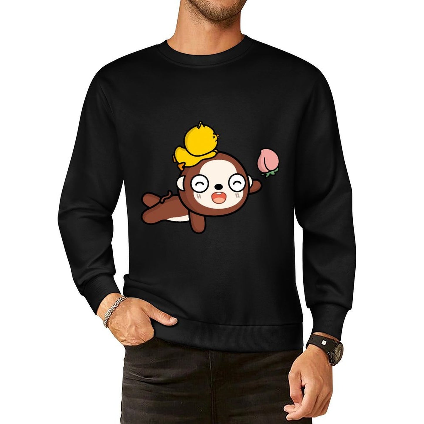 Front Patterned Long Sleeve TopShrink-Resistant EssentialFit