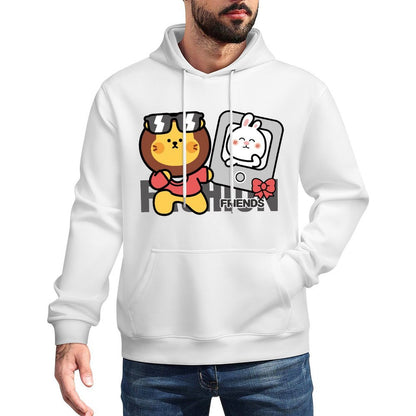 Solid Cotton Front Graphic Hoodies