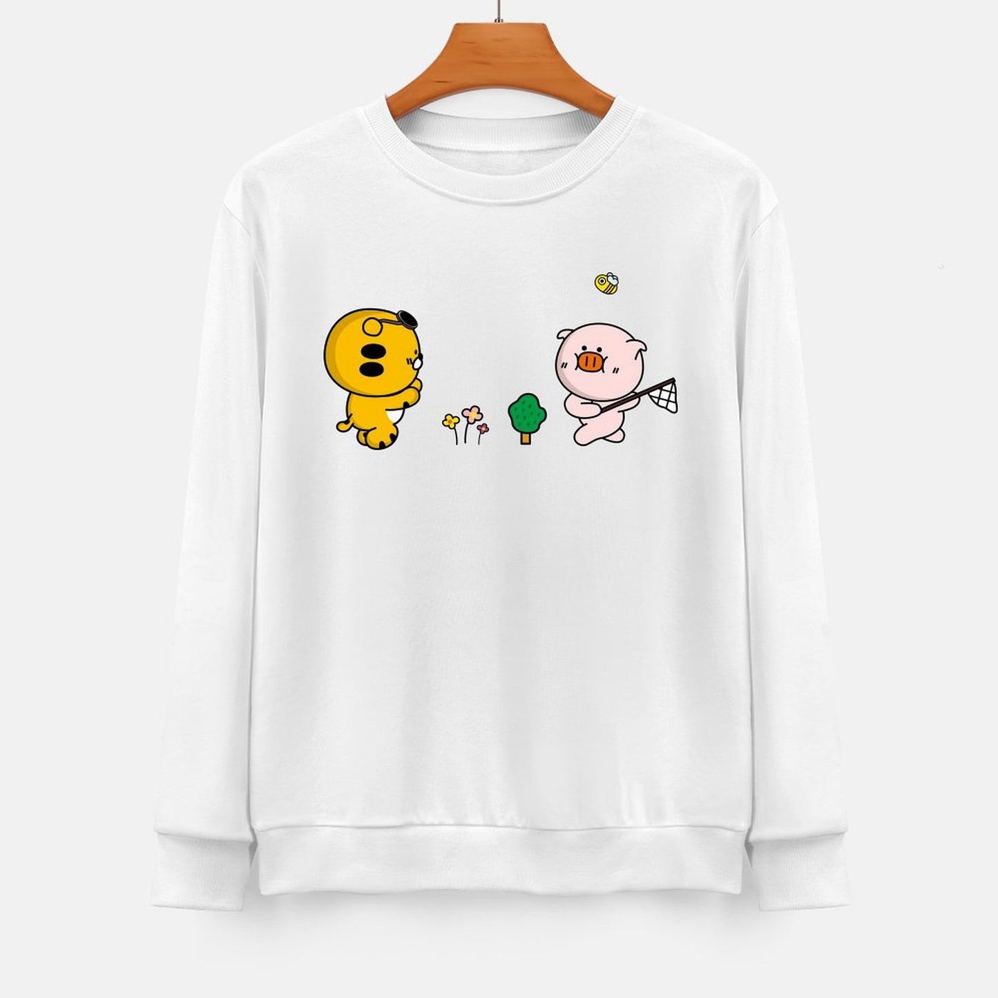 Front Patterned Long Sleeve TopFitted Heat-Transfer