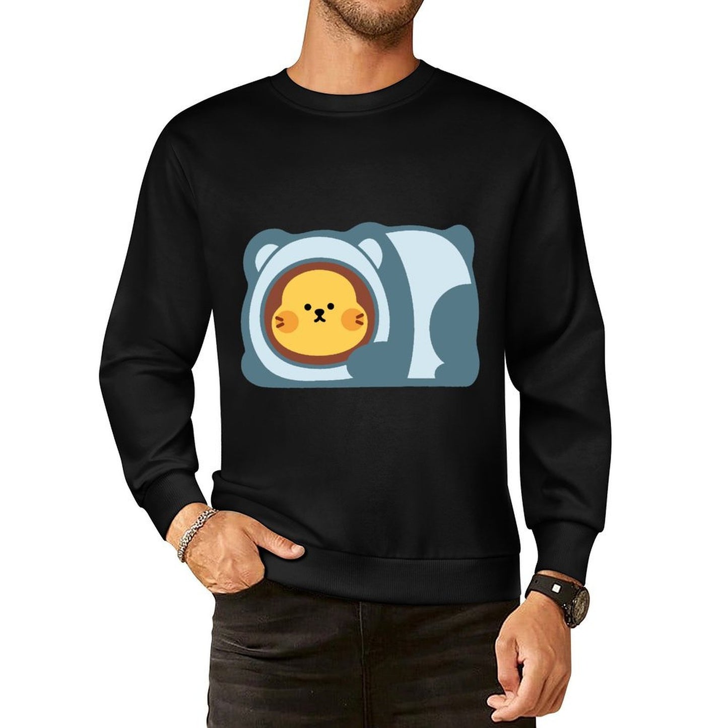 Front Patterned Long Sleeve TopCrew Neck Printing