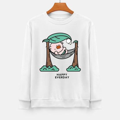 Front Patterned Long Sleeve TopCrew Neck Crisp Print