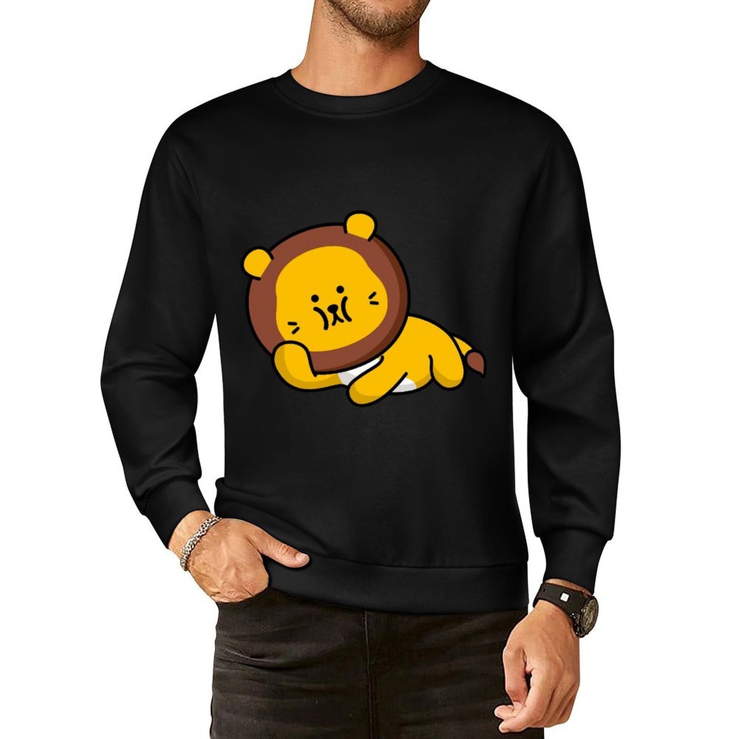 Front Patterned Long Sleeve TopMidweight Printed