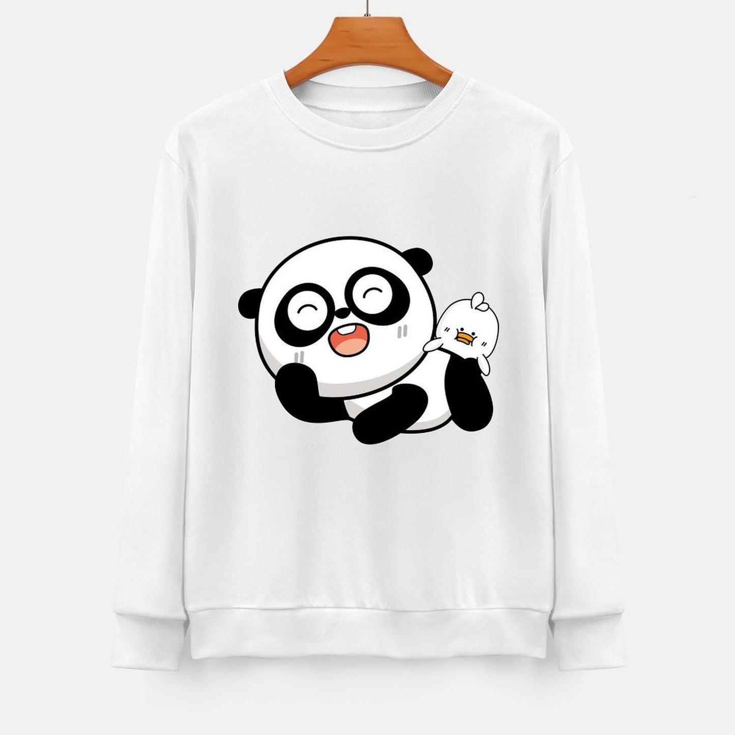 Front Patterned Long Sleeve TopHeavyweight Crew Neck