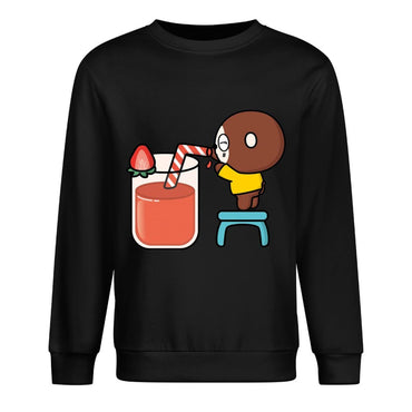 Front Patterned Long Sleeve TopDouble-Stitched Relaxed Fit