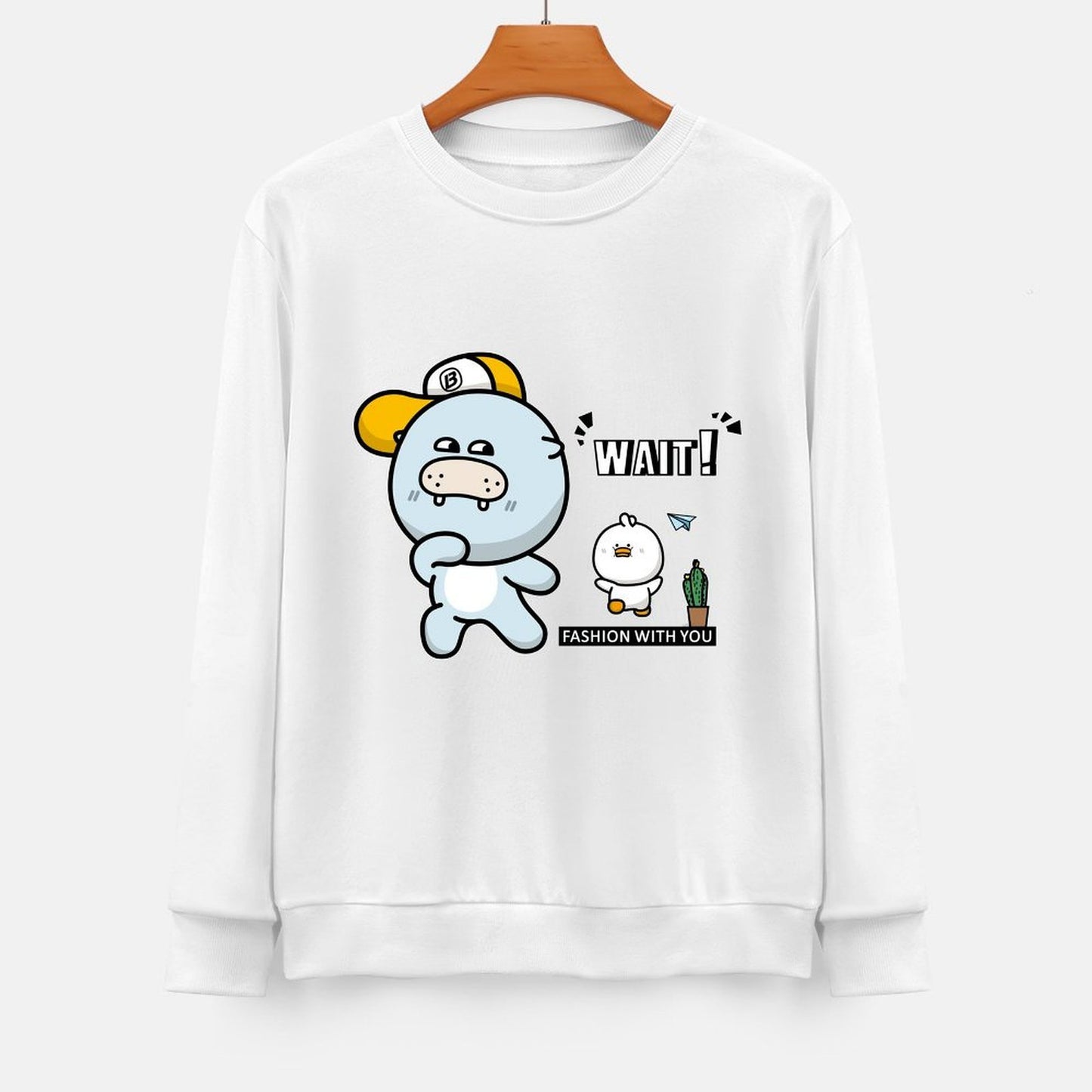 Front Patterned Long Sleeve TopSmooth Feel Heat-Transfer