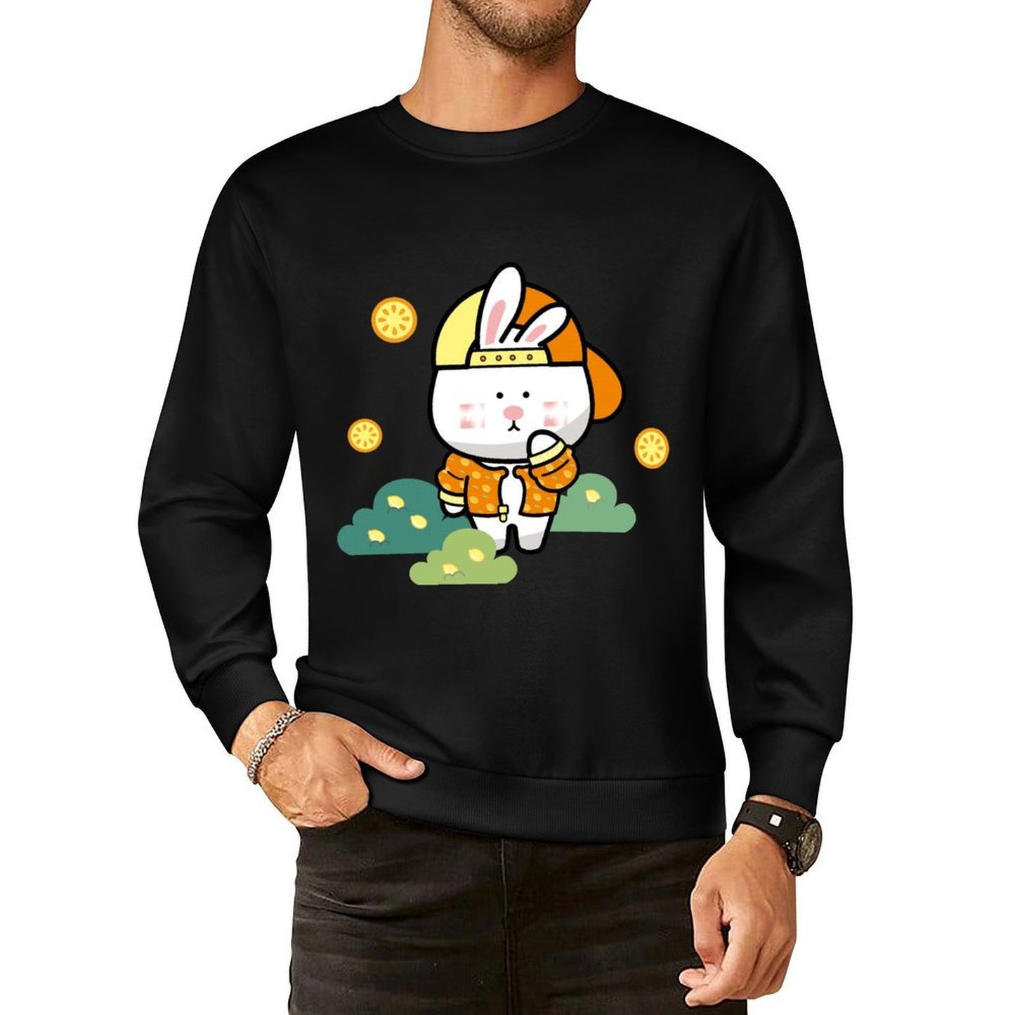 Front Patterned Long Sleeve Top Oversized RegularFit