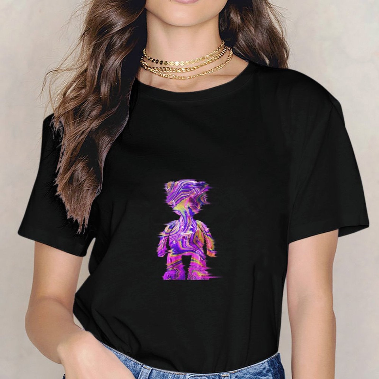 Inlex Bear T-shirtsMinimalist Double-Stitched T-Shirt