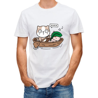 Double-Stitched Breathable Front Graphic T-shirt