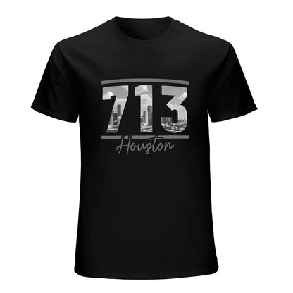 Inkmay Casual  Cotton T-shirt Cityscape With Skyscrapers And Clouds Unisex T-shirtSolid Minimal T-Shirt