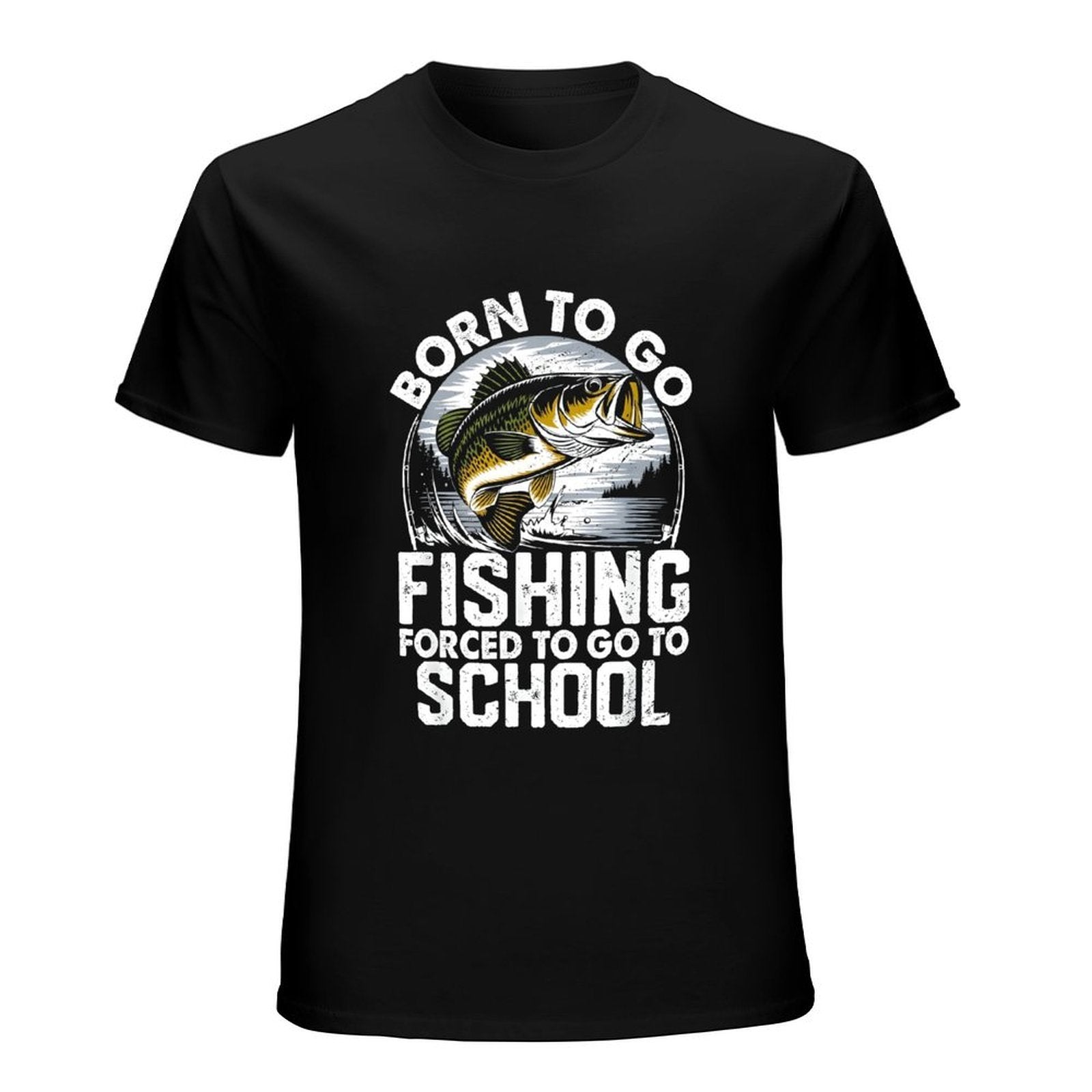 Inkmay Casual  Cotton T-shirt Born To Go Fishing Forced Unisex T-shirtComfortLine Softstyle T-Shirt
