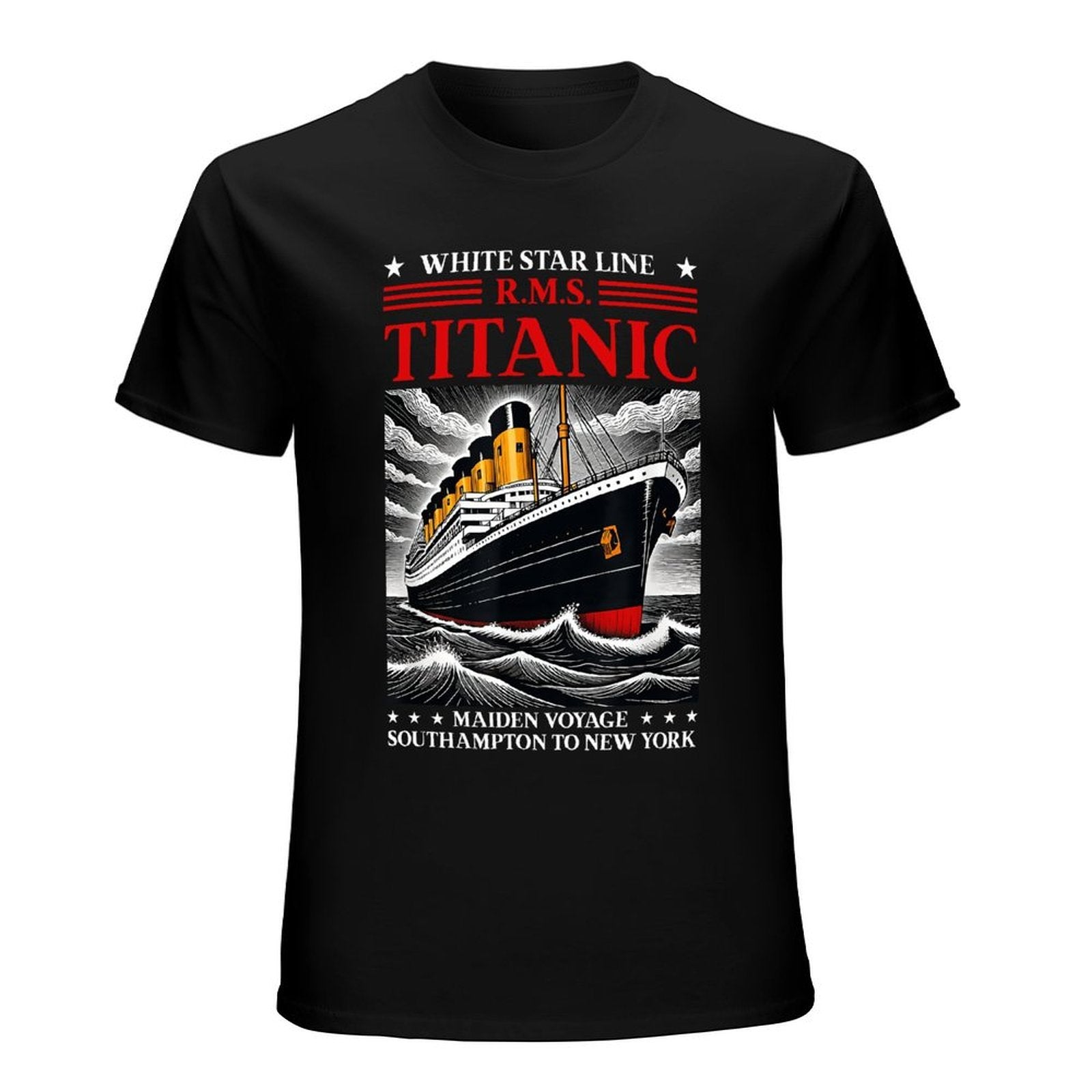 Inkmay Casual  Cotton T-shirt Titanic Ocean Liner Art Print Unisex T-shirtRetro SimpleFit T-Shirt